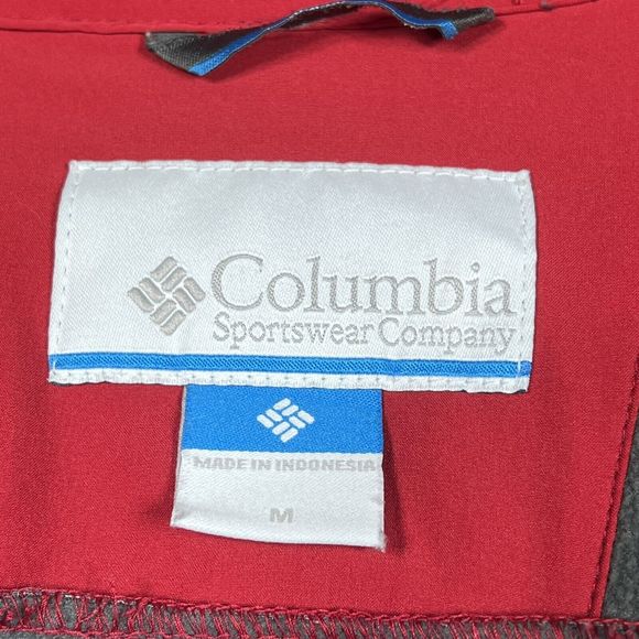 Columbia Jacket Mens Size M Medium Dark Red Omni-Wind Zip Up Jacket Fleece Lined - Picture 13 of 15